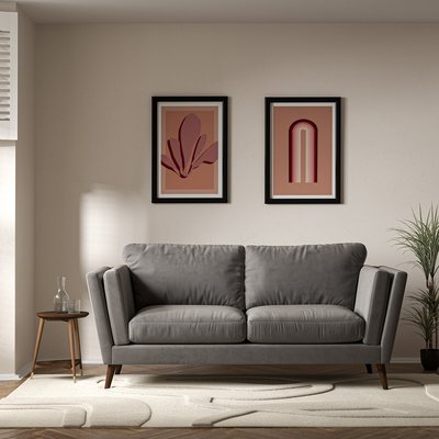 Frida Contemporary Velvet 3 Seater Feather Sofa with Dark Wood Legs SO'HOME