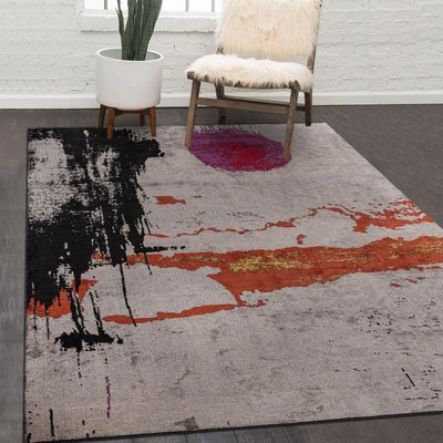 Tapis kilim tissé en coton motif abstrait PINKSUN UN AMOUR DE TAPIS