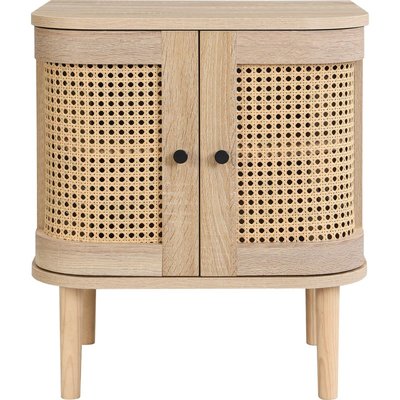 Table de chevet 1 porte effet chêne et cannage - BALI HOMIFAB