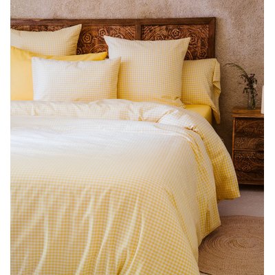 Housse de couette adulte en percale de coton bio, VICHY KADOLIS