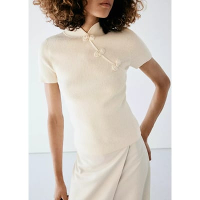 Pull-over maille côtelée brandebourgs MANGO