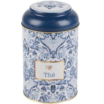 Boîte à thé en métal bleu, blanc et doré WADIGA