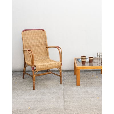 Fauteuil en osier tressé avec un certain détail Ernest N°1018 - Bon état DEBONGOUT