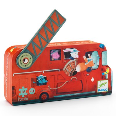 Puzzle silhouette Le camion de pompier 16 pièces DJECO