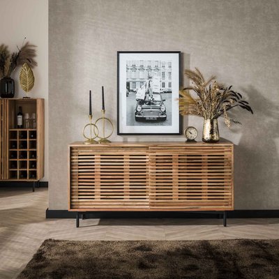 Buffet moderne en bois à portes coulissantes motif baguette MELBOURNE PIER IMPORT