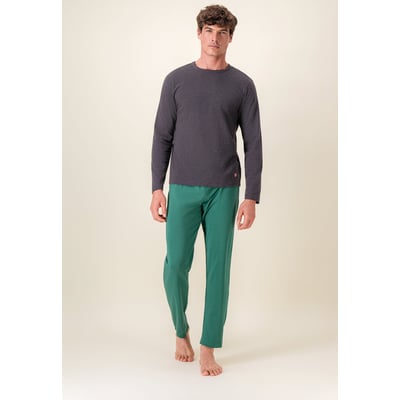 Ensemble pyjama haut   anthracite et pantalon vert en coton Superbe & Invincible LE SLIP FRANCAIS