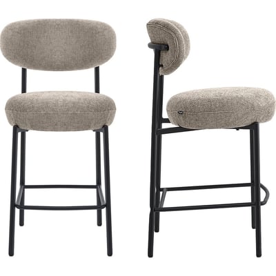 Lot de 2 tabourets de bar en tissu chenille - ORLA HOMIFAB