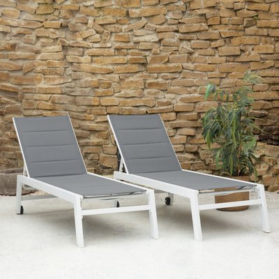 Bains de soleil textilène, lot de 2, BARBADOS HAPPY GARDEN