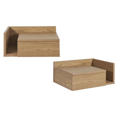 Tables de chevet murales finition bois clair chêne avec tiroir L40 cm (lot de 2) NASTY MILIBOO