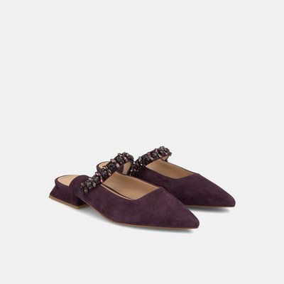 Mules en cuir avec bande de strass ALMA EN PENA