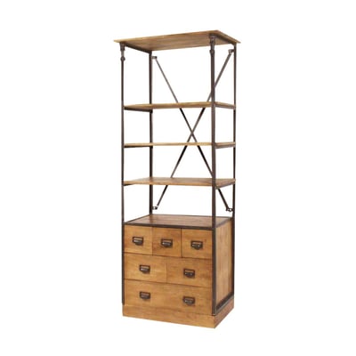 Petite bibliothèque en métal et bois de manguier  MARCEL MADE IN MEUBLES 