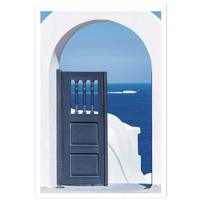 Poster porte bleue oia HEXOA