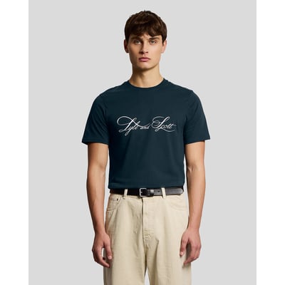 T-shirt en coton superfine graphique logo LYLE & SCOTT