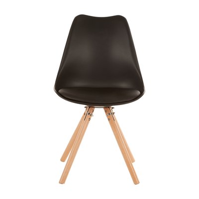Scandi Style Chair with Soft Faux Leather Cushion and Beechwood Legs SO'HOME