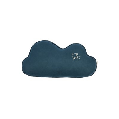 Coussin nuage en Lin français lavé - Broderie Oiseau - L1N0 NOBODINOZ