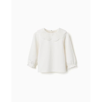 T-shirt à manches longues avec col en broderie anglaise ZIPPY