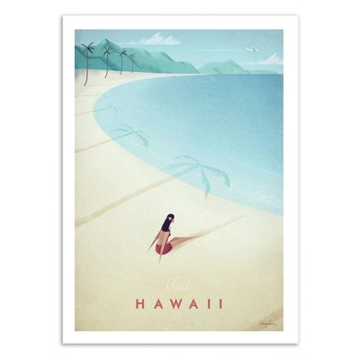 Affiche d’art et cadre noir 30 x 40 cm - Visit Hawaii - Henry Rivers WALL EDITIONS
