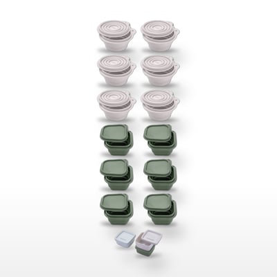 Lot de 12 boîtes à snacks pliables avec 3 boîtes à sauce STORAGE FACKELMANN