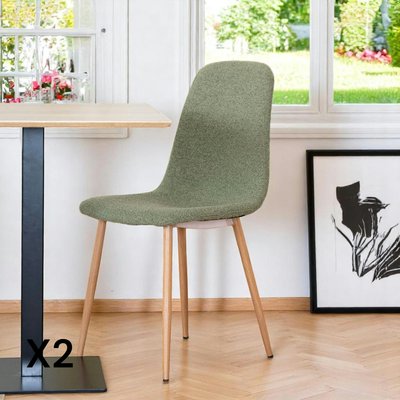 Chaise de salle à manger verte en tissu bouclette (lot de 2) BERLIN PIER IMPORT