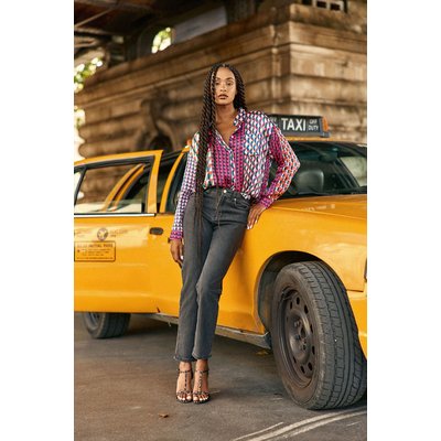 Jean enduit gris femme shop
