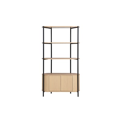 Bibliothèque avec rangements finition bois clair chêne et métal L100 cm ZORA MILIBOO