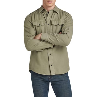Chemise en coton bleu marine unie avec une coupe slim et un col à revers G-Star RAW