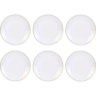 Assiette en porcelaine avec liseré doré (Lot de 6) Assiettes plates - 26 cm CMP
