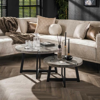 Table de salon ronde bois gris (lot de 2) RALF PIER IMPORT