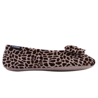 Chaussons Ballerines ultra confortables, semelle en cuir, détail grand nœud ISOTONER