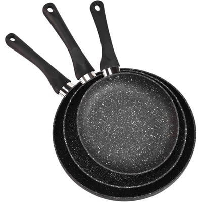 Batterie de cuisine 3 poeles Pietra black ESSENTIEL B