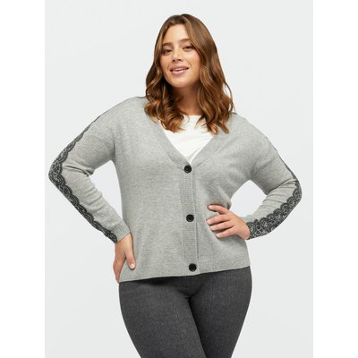 Cardigan avec col en V, trois boutons et bords imprimés le long des manches FIORELLA RUBINO