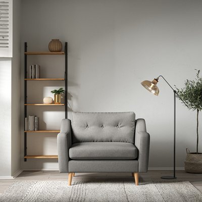 Rosa Curve Buttoned Soft Brushed Snuggle Chair with Light Wood Legs SO'HOME