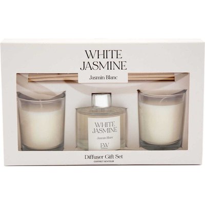 Coffret 2 bougies parfumée et diffuseur 50ml Senteur Jasmin JARDINDECO