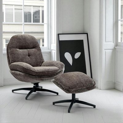 Fauteuil détente gris pivotant avec repose-pieds IENA PIER IMPORT