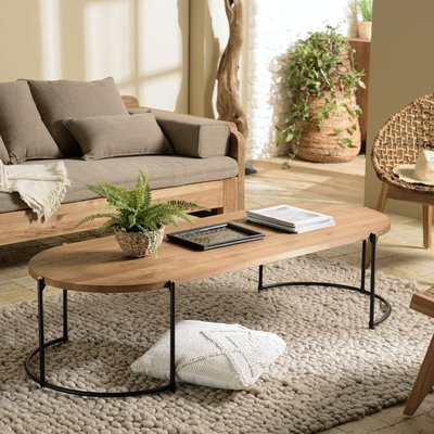 Table basse ovale en teck recyclé et métal 164 cm SWING PIER IMPORT