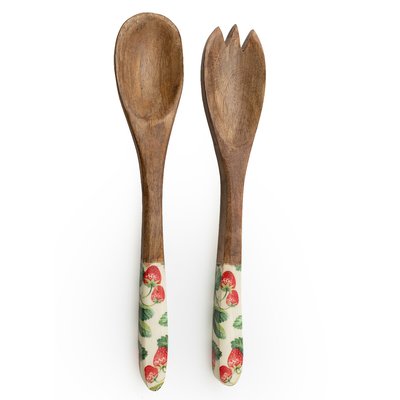Set of 2 Strawberry Patch Serving Spoon & Fork in Mango Wood SO'HOME