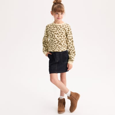 Pull col rond, en fine maille, motif animalier ou floral LA REDOUTE COLLECTIONS