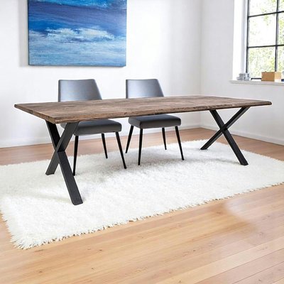 Table à rallonge en bois de chêne fumé avec bordures naturelles 300 cm SAVONE PIER IMPORT