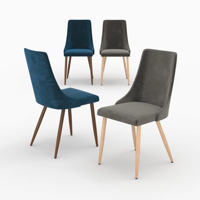 Pack 4 chaises en velours et - VINNI MAISON PAVANE