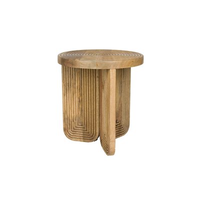 Table d'appoint ronde en bois sculptée - MAEZE MATHI DESIGN