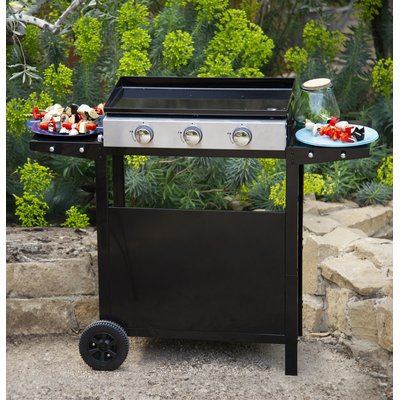 Plancha au gaz, 3 brûleurs et chariot, MÉRIDA HAPPY GARDEN
