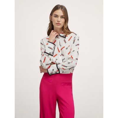 Chemise en crêpe de viscose à motif rouge à lèvres MOTIVI