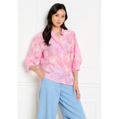Chemise organza brodée fleurs LOLALIZA