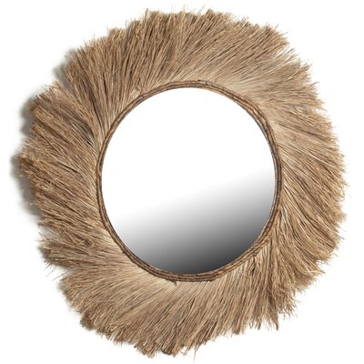 Miroir décoratif en fibres naturelles d'abaca style bohème RECOLLECTION