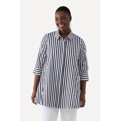 Blouse, rayures, plis godets, col de chemise ULLA POPKEN
