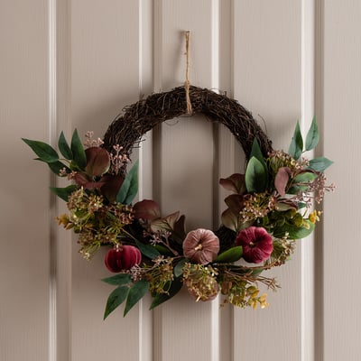45cm Pumpkin Chunky Half Wreath SO'HOME