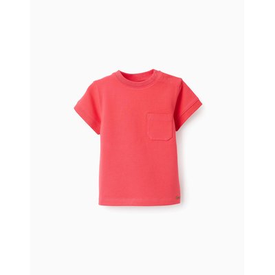 T-shirt en Piqué de Coton avec Poche ZIPPY