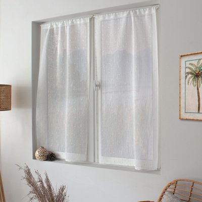 Paire de petits voilages plumetis  - Effet lin HOME MAISON