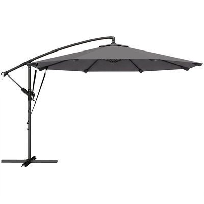 Parasol de terrasse à pied déporté Métal Gris OUTSUNNY