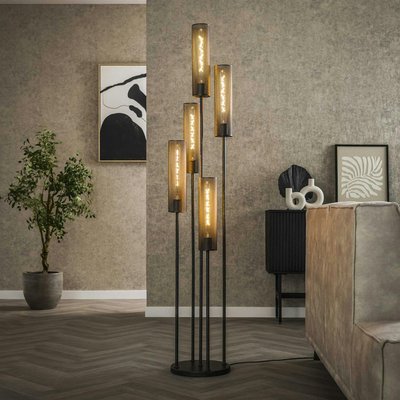 Lampadaire contemporain grillagé 5 abat-jour RALF PIER IMPORT